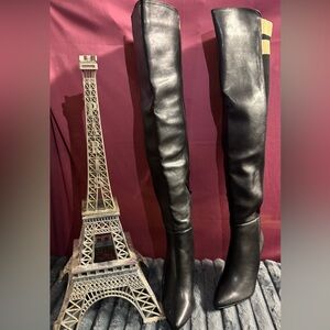 Glaze Black Over the Knee Boots